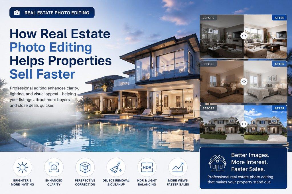 How Real Estate Photo Editing Helps Properties Sell Faster - Cover Image
